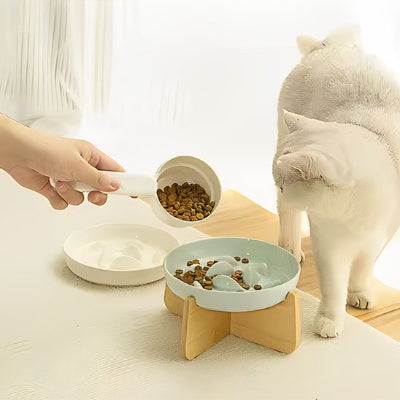 Gamelle anti glouton chat pratique pour les repas des chats curieux et intelligents